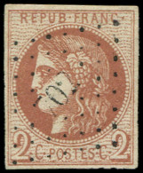 EMISSION DE BORDEAUX - 40B   2c. Brun-rouge, R II, Obl. PC Du GC 702, Frappe Superbe, TTB - 1870 Emission De Bordeaux