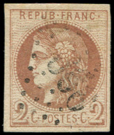 EMISSION DE BORDEAUX - 40Bg  2c. CHOCOLAT, R II, Obl. GC, Nuance Certifiée JF Brun, TB - 1870 Emission De Bordeaux