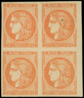 Delcampe - * EMISSION DE BORDEAUX - 48   40c. Orange, BLOC De 4, Gomme En Partie Altérée, Grain Dans Le Papier Sur Un Ex., TB. C - 1870 Bordeaux Printing