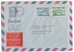 Suomi Finland Express Airmail Hotel CV Helsinki 27jan1963 To Suisse With 2 Stamps - Covers & Documents