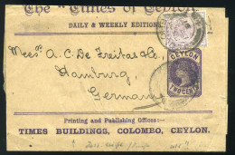 CEYLON 1901. Nice Newspaper Stationery To Germany - Ceylon (...-1947)