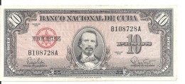 CUBA 10 PESOS 1960 VF+ P 79 B - Cuba