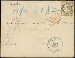 Let CERES DENTELE - 56   30c. Brun, Obl. Amb. ML2e S. Env., Conv. NICE VINT.M En BLEU Et Arr. FRIBOURG SUISSE 22/12/74,  - 1849-1876: Classic Period