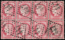 CERES DENTELE - 57   80c. Rose, BLOC De 8 Obl. GC 447, 2 Ex. Léger Pli, Un BLOC De 6 TB - 1871-1875 Ceres