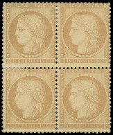 * CERES DENTELE - 59   15c. Bistre, BLOC De 4, Centrage Moyen, Un T. **, TB. Br - 1871-1875 Cérès