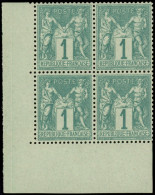 ** TYPE SAGE - 61    1c. Vert, BLOC De 4 Cdf, Centrage Parfait, Superbe - 1876-1878 Sage (Type I)