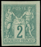 * TYPE SAGE - 62a   2c. Vert, NON DENTELE, Petit Cdf, Ch. Un Peu Forte, TB. C - 1876-1878 Sage (Typ I)