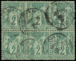 TYPE SAGE - 62    2c. Vert, BLOC De 6 Obl. PARIS 29/12/76, TB - 1876-1878 Sage (Type I)