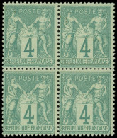 * TYPE SAGE - 63    4c. Vert, BLOC De 4, Frais Et TB - 1876-1878 Sage (Typ I)