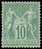 * TYPE SAGE - 65   10c. Vert, Bon Centrage, Léger Pli De Gomme Non Marqué, TB - 1876-1878 Sage (Type I)