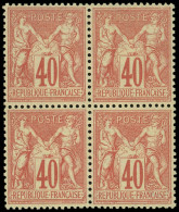 ** TYPE SAGE - 70   40c. Rouge-orange, BLOC De 4, Centrage Parfait, Inf. Adh. S. 2 Ex., Néanmoins Superbe. C - 1876-1878 Sage (Type I)