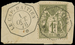 TYPE SAGE - 72    1f. Bronze, Obl. Càd Octog. LE CAP HAITIEN 1/10/78 S. Fragt, Frappe Superbe - 1876-1878 Sage (Typ I)
