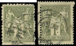 TYPE SAGE - 72    1f. Olive, 2 Ex. Obl. Avec VARIETE De PIQUAGE, TB - 1876-1878 Sage (Type I)