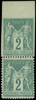 * TYPE SAGE - 74    2c. Vert, NON DENTELE Bdf, Tenant à Normal, TB - 1876-1898 Sage (Type II)