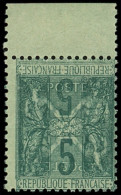 ** TYPE SAGE - 75    5c. Vert, DOUBLE IMPRESSION Dont Une RENVERSEE, Bdf, TB - 1876-1898 Sage (Type II)