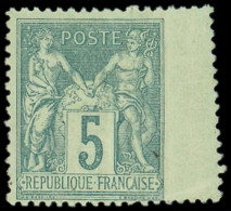 * TYPE SAGE - 75    5c. Vert, Dentelé 3 Côtés, Bdf, TB - 1876-1898 Sage (Type II)