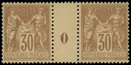 ** TYPE SAGE - 80   30c. Brun-jaune, PAIRE Mill.0, Très Bien Centrée, TTB - 1876-1898 Sage (Tipo II)