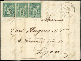 Let TYPE SAGE SUR LETTRES - N°76 (2) Et 75 Obl. DIVONNE 24/8/77 S. LAC, TB - 1877-1920: Semi-Moderne