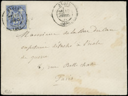 Let TYPE SAGE SUR LETTRES - N°78b 25c. Outremer Sur VERT CLAIR, Obl. Càd T17 BLOIS 10/4/77 S. Env., Qqs Dents écourtées, - 1877-1920: Semi Modern Period