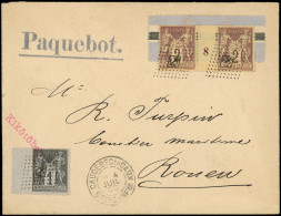 Let TYPE SAGE SUR LETTRES - N°83 Et 85 PAIRE Mill.8 Obl. ANCRE Dans Un Losange Sur Env., Càd CAUDEBEC-EN-CAUX 4/7/99, Gr - 1877-1920: Semi Modern Period