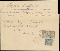 Let TYPE SAGE SUR LETTRES - N°87 PAIRE Et 101 Obl. Càd CETTE A TARASCON 13/8/95 S. Papiers D'affaires Au 4e échelon, Aff - 1877-1920: Période Semi Moderne