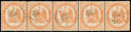 TELEGRAPHE - Télégraphe 7 : 1f. Orange, BANDE De 5 Obl. Càd 31/10/70, TB - Telegraphie Und Telefon