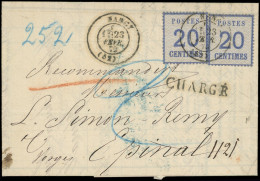 Let ALSACE-LORRAINE - 6   20c. Bleu (2) Obl. Càd T17 NANCY 23/2/71 S. LAC CHARGE Pour Epinal, Taxe 2 Au Crayon Bleu, TB - Storia Postale