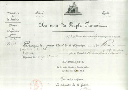 Let LETTRES SANS TIMBRE ET DOCUMENTS DIVERS - Bonaparte, 1er Consul, Nomination à La Fonction D'Huissier à Sisteron, An  - Sonstige & Ohne Zuordnung