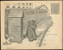 Let LETTRES SANS TIMBRE ET DOCUMENTS DIVERS - Env. Illustrée Fantassin De Garde Devant Une Caserne D'Infanterie, Collect - Sonstige & Ohne Zuordnung