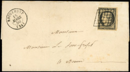 Let OBLITERATIONS PAR DEPARTEMENTS - 24/DOUBS N°3 Amorce De Voisin, Obl. GRILLE S. LSC, Càd T15 ROUGEMONT 15/3/50, TTB/S - 1849-1876: Période Classique