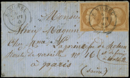 Let DUCHE DE SAVOIE - Oblitérations Sur Timbres Français N°13 PAIRE (un T. à Peine Effl.), Obl. Càd Sarde S. MICHEL 6/8/ - 1849-1876: Klassik