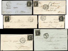 Let LETTRES DE PARIS - Lot De 13 Lettres Affr. N°3, Unité (11) Et Paire (2), Dont Une Taxée, TB - 1849-1876: Classic Period