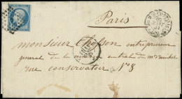 Let LETTRES DE PARIS - N°14A Obl. Los. G Sur LAC, Càd Noir 1ère Diston 7h30 12/1/60, DOUBLE PORT Paris Pour Paris, R Et  - 1849-1876: Période Classique