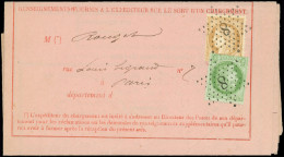 Let LETTRES DE PARIS - N°36 Et 53 Obl. ETOILE 8 S. Avis Rose Du 2/2/72, Arr. COUTANCES 3/2, TTB - 1849-1876: Periodo Classico