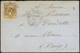 Let LETTRES DE PARIS - N°21 Obl. ETOILE 23 S. Env., Càd R. Du Fg St Antoine 7/5/-, Ind. 10, TB - 1849-1876: Période Classique