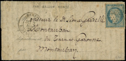 Let BALLONS MONTES - N°37 Qqs Déf. Obl. Etoile 25 S. DEPECHE BALLON N°1, Càd R. Serpente 2/11/70, Arr. MONTAUBAN, B/TB.  - Krieg 1870