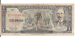 CUBA 1 PESO 1959 VF P 90 - Cuba