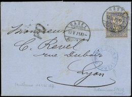 Let Guerre De 1870 -  30c. De Suisse Obl. Càd BASEL 12/5/71 S. LAC De MULHOUSE 11/5 Acheminée De Bâle Et Arr. LYON 14/5, - Guerre De 1870