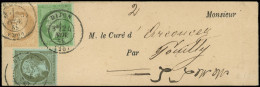 Let AFFRANCHISSEMENTS ET COMBINAISONS - N°19, 20 Et 28B Obl. Càd T17 DIJON 24/11/65 S. Bande D'Imprimé Adressée à M. Le  - 1849-1876: Periodo Classico