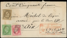 Let AFFRANCHISSEMENTS ET COMBINAISONS - N°20, 30 Et 32 Obl. GC 2240 S. Env. CHARGE, Collecteur Au Recto 5/72, TB - 1849-1876: Periodo Clásico