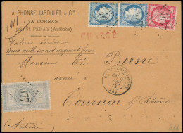 Let AFFRANCHISSEMENTS ET COMBINAISONS - N°33, 57 Et 60C Paire Obl. GC 4077 S. Env. CHARGE, Càd T17 VALENCE-S-RHONE 9/12/ - 1849-1876: Période Classique