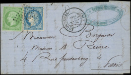 Let AFFRANCHISSEMENTS DE SEPTEMBRE 1871 - N°20 Et 37 Obl. GC 3455 S. LAC, Càd T17 SOURDEVAL 2/9/71, TTB/Superbe - 1849-1876: Période Classique