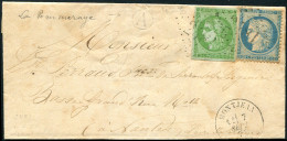 Let AFFRANCHISSEMENTS DE SEPTEMBRE 1871 - N°42B Et 37 Obl. GC 2481 S. LAC, Càd T16 MONTJEAN 7/9/71, TB - 1849-1876: Classic Period