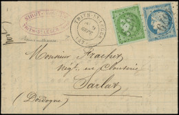 Let AFFRANCHISSEMENTS DE SEPTEMBRE 1871 - N°37 Et 42B Obl. GC 4679 S. LAC, Càd T17 TRITH-St-LEGER 9/9/(71) Variété Millé - 1849-1876: Periodo Classico