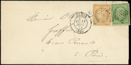 Let AFFRANCHISSEMENTS DE SEPTEMBRE 1871 - N°20 Et 36 Obl. Etoile S. LAC, Càd PARIS 11/9/71, Tarif Local, TB - 1849-1876: Klassik