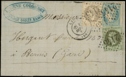 Let AFFRANCHISSEMENTS DE SEPTEMBRE 1871 - N°25, 27 Et 37 Obl. GC 2145 S. LAC, Càd T17 LYON 16/9/71, TRICOLORE TTB - 1849-1876: Periodo Classico