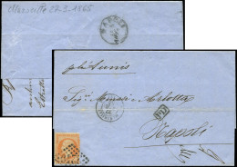 Let POSTE MARITIME - N°23 Défx Obl. GC 2240 S. LAC, Càd MARSEILLE 27/3/65, Mention Manuscrite "par Le Aunis", Arr. NAPLE - Correo Marítimo