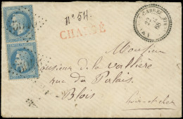 Let LETTRES ET OBLITERATIONS D'ALGERIE - N°29B 20c. Bleu T II (2 Dt 1 Dents Coupées En Haut) Obl. GC 5040 S. Env. CHARGE - 1849-1876: Période Classique