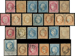 LETTRES ET OBLITERATIONS D'ALGERIE - Lot De 23 Unités Et Une Paire Obl. GC Divers, 18 Différents, Dans L'ensemble TB - 1849-1876: Classic Period