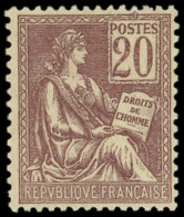 ** EMISSIONS DU XXe SIECLE - 113   Mouchon, 20c. Brun-lilas, Bon Centrage, TB - Unused Stamps